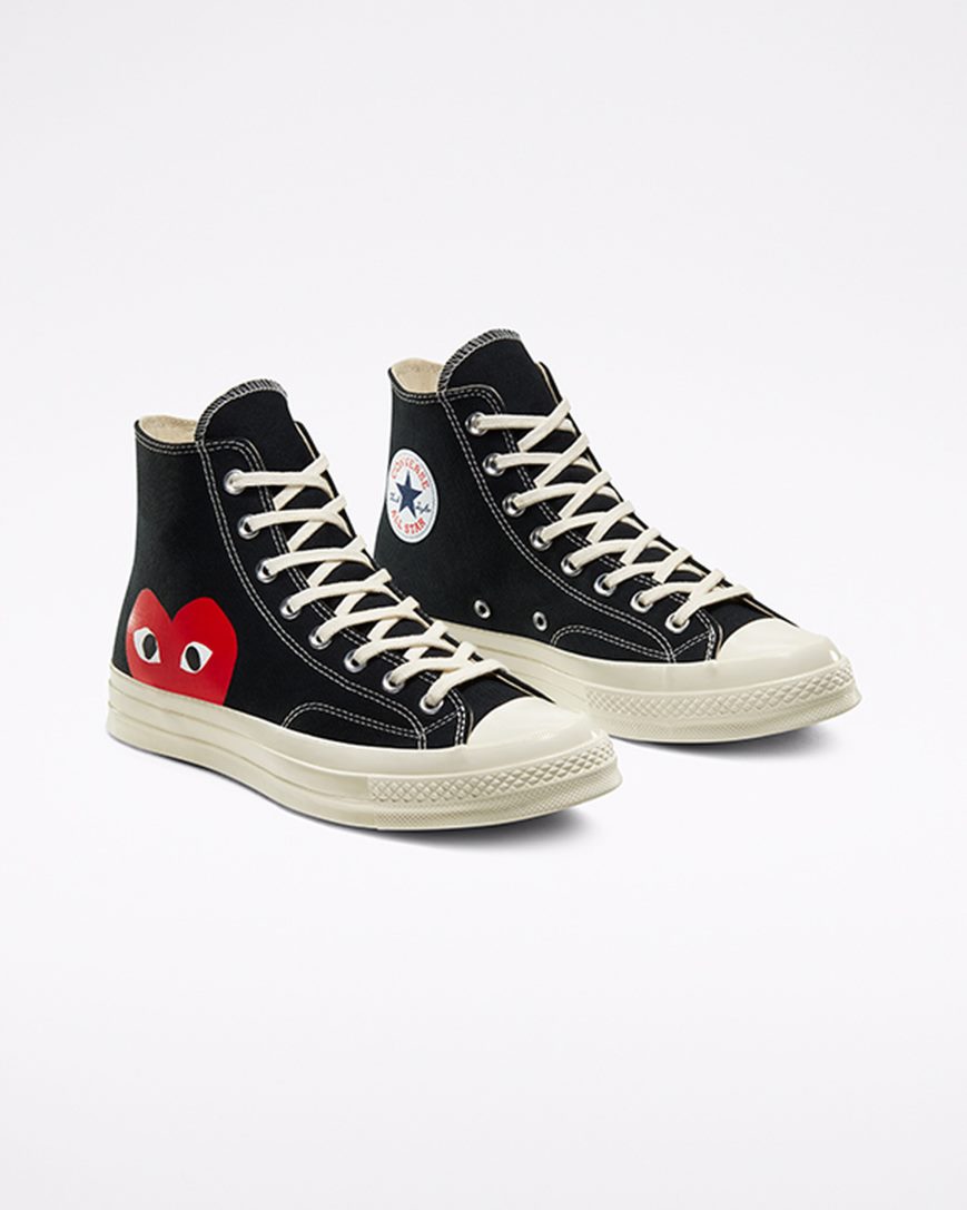 Zapatillas Altas Converse x Comme des Garçons PLAY Chuck 70 Hombre Negras Blancas Rojas | PE 2WP50L